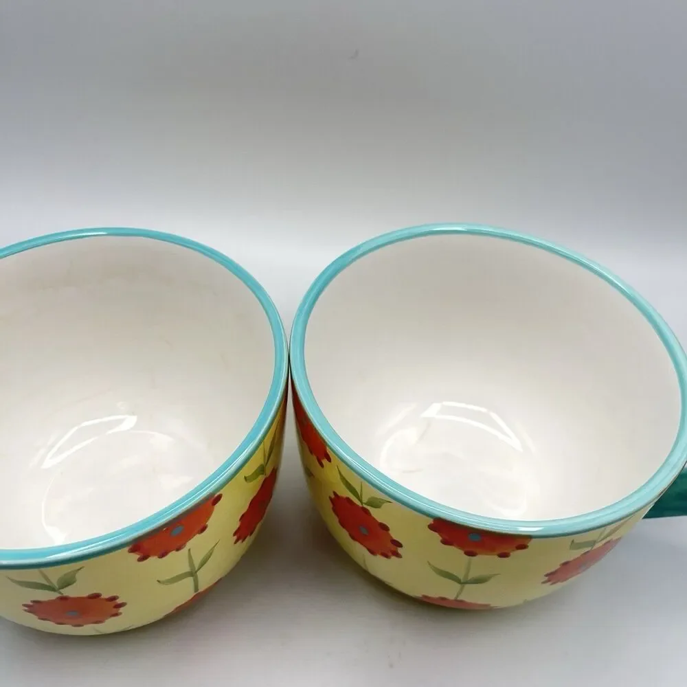 CRATE & BARREL - CERAMIC FLORAL ~ Set Of 2